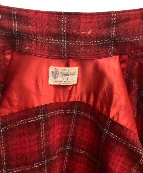 TOWN CRAFT（タウンクラフト）TOWN CRAFT (タウンクラフト) オープンカラーシャツ ブラック×レッド サイズ:Lの古着・服飾アイテム