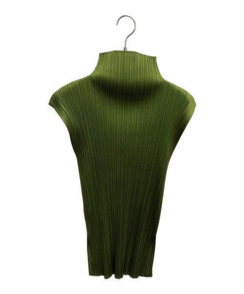 PLEATS PLEASE（プリーツプリーズ）PLEATS PLEASE (プリーツプリーズ) プリーツノースリーブブラウス グリーン サイズ:SIZE 3の古着・服飾アイテム