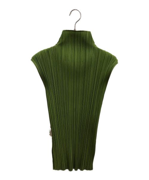 PLEATS PLEASE（プリーツプリーズ）PLEATS PLEASE (プリーツプリーズ) プリーツノースリーブブラウス グリーン サイズ:SIZE 3の古着・服飾アイテム