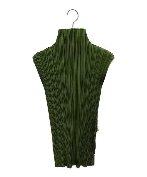 PLEATS PLEASE（プリーツプリーズ）PLEATS PLEASE (プリーツプリーズ) プリーツノースリーブブラウス グリーン サイズ:SIZE 3の古着・服飾アイテム