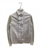 Maison Margielaメゾンマルジェラ）の古着「スリーブ切替フリルシャツ」｜ブルー×ホワイト