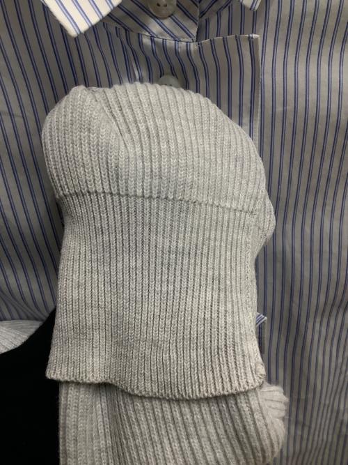 Maison Margiela（メゾンマルジェラ）Maison Margiela (メゾンマルジェラ) スリーブ切替フリルシャツ ブルー×ホワイト サイズ:SIZE 40の古着・服飾アイテム