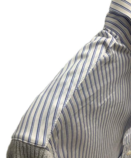 Maison Margiela（メゾンマルジェラ）Maison Margiela (メゾンマルジェラ) スリーブ切替フリルシャツ ブルー×ホワイト サイズ:SIZE 40の古着・服飾アイテム