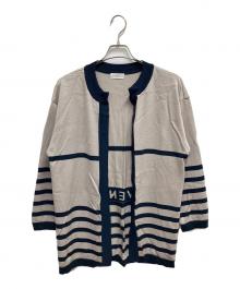 GIVENCHY（ジバンシィ）の古着「ボーダーカーディガン」｜ホワイト×ネイビー