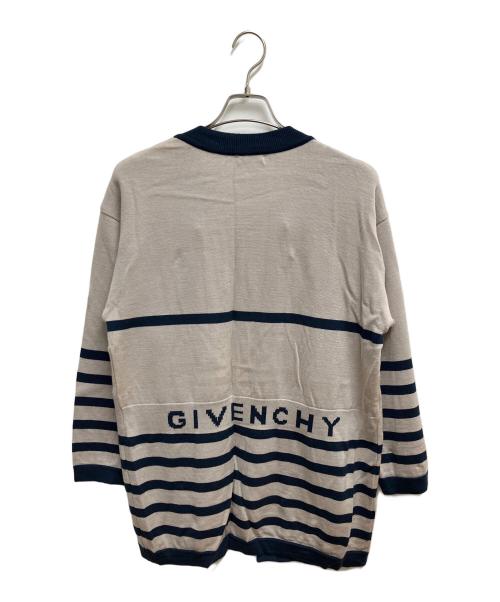 GIVENCHY（ジバンシィ）GIVENCHY (ジバンシィ) ボーダーカーディガン ホワイト×ネイビー サイズ:SIZE 9号の古着・服飾アイテム