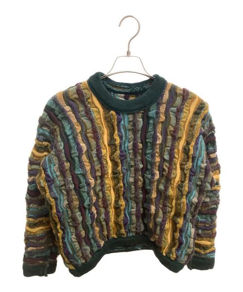 Coogi（クージー）Coogi (クージー) ショート3Dニット ブルー×イエロー サイズ:SIZE Mの古着・服飾アイテム