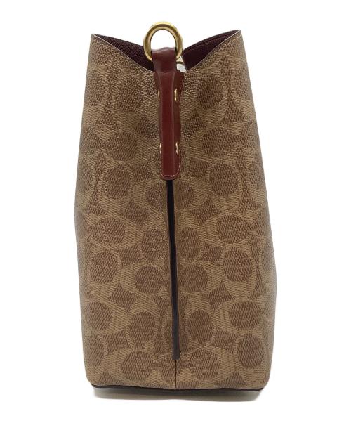 COACH（コーチ）COACH (コーチ) ウィロウ バケット バッグ シグネチャー キャンバス ブラウン×ボルドーの古着・服飾アイテム