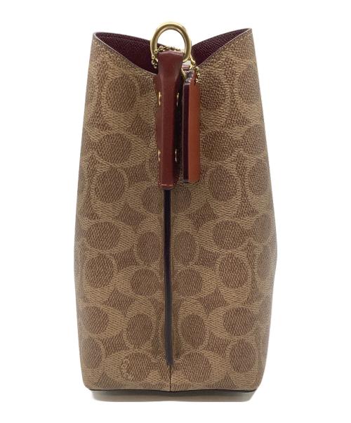 COACH（コーチ）COACH (コーチ) ウィロウ バケット バッグ シグネチャー キャンバス ブラウン×ボルドーの古着・服飾アイテム