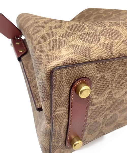 COACH（コーチ）COACH (コーチ) ウィロウ バケット バッグ シグネチャー キャンバス ブラウン×ボルドーの古着・服飾アイテム