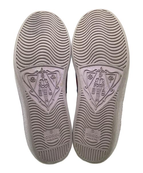 GUCCI（グッチ）GUCCI (グッチ) ジャガードフラワースニーカー パープル×ゴールド サイズ:SIZE 36 1/2の古着・服飾アイテム