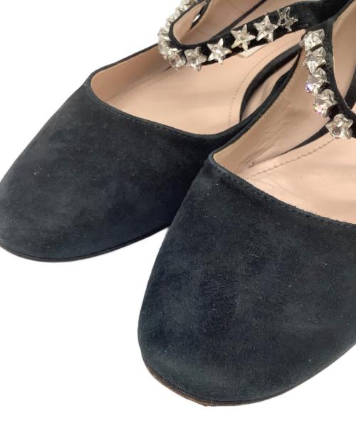 MIU MIU（ミュウミュウ）MIU MIU (ミュウミュウ) ビジューストラップパンプス ブラック サイズ:36 1/2の古着・服飾アイテム