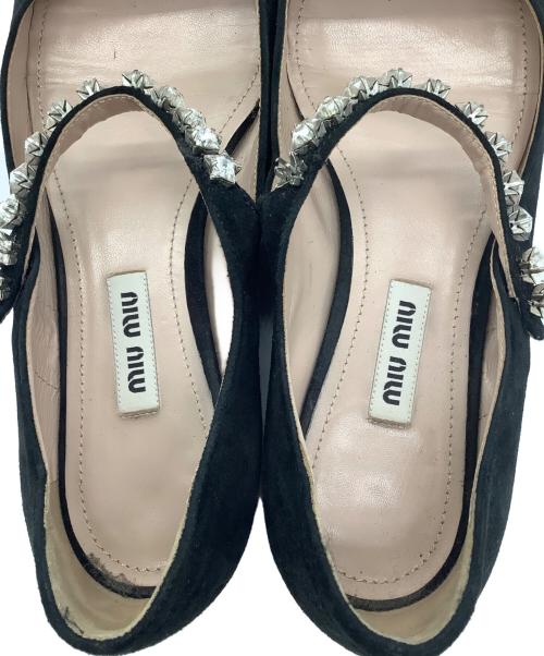 MIU MIU（ミュウミュウ）MIU MIU (ミュウミュウ) ビジューストラップパンプス ブラック サイズ:36 1/2の古着・服飾アイテム