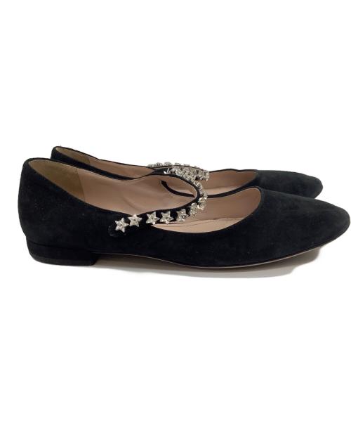 MIU MIU（ミュウミュウ）MIU MIU (ミュウミュウ) ビジューストラップパンプス ブラック サイズ:36 1/2の古着・服飾アイテム