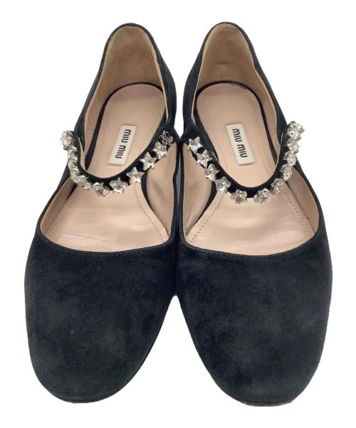 MIU MIU（ミュウミュウ）MIU MIU (ミュウミュウ) ビジューストラップパンプス ブラック サイズ:36 1/2の古着・服飾アイテム