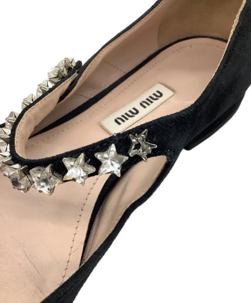 MIU MIU（ミュウミュウ）MIU MIU (ミュウミュウ) ビジューストラップパンプス ブラック サイズ:36 1/2の古着・服飾アイテム