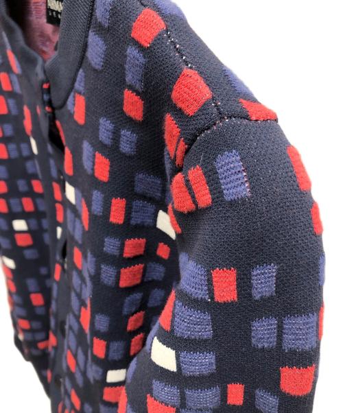 ARMANI JEANS（アルマーニジーンズ）ARMANI JEANS (アルマーニジーンズ) ニットカーディガン ネイビー×レッド サイズ:SIZE 38の古着・服飾アイテム