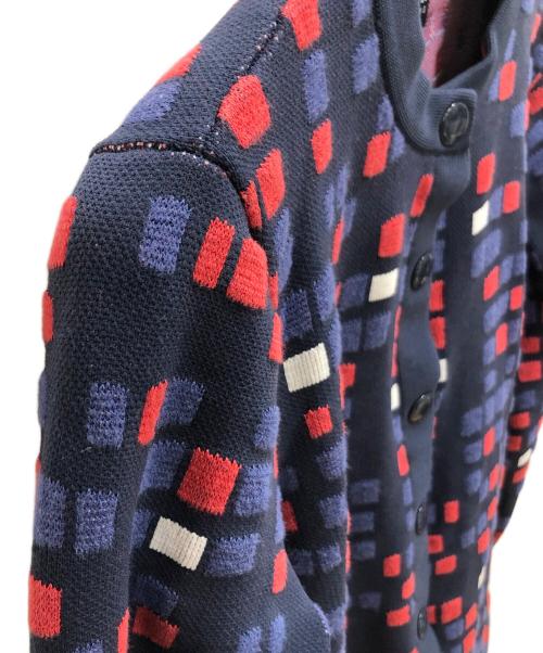 ARMANI JEANS（アルマーニジーンズ）ARMANI JEANS (アルマーニジーンズ) ニットカーディガン ネイビー×レッド サイズ:SIZE 38の古着・服飾アイテム
