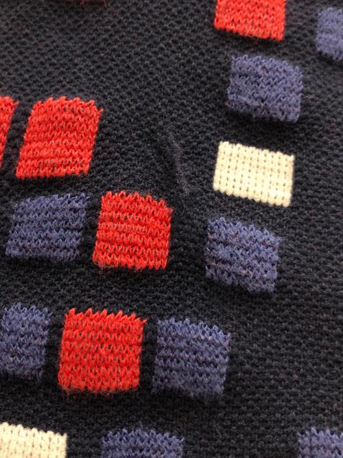 ARMANI JEANS（アルマーニジーンズ）ARMANI JEANS (アルマーニジーンズ) ニットカーディガン ネイビー×レッド サイズ:SIZE 38の古着・服飾アイテム