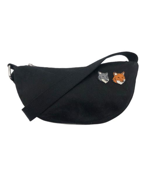 maison kitsune（メゾンキツネ）maison kitsune (メゾンキツネ) DOUBLE BOLD FOX HEAD BUMBAG ブラックの古着・服飾アイテム