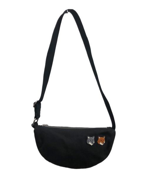 maison kitsune（メゾンキツネ）maison kitsune (メゾンキツネ) DOUBLE BOLD FOX HEAD BUMBAG ブラックの古着・服飾アイテム