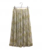 HER LIP TOハーリップトゥ）の古着「Pleated Chiffon Long Skirt」｜ホワイト×イエロー