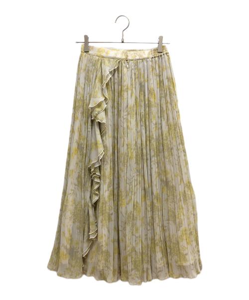 HER LIP TO（ハーリップトゥ）HER LIP TO (ハーリップトゥ) Pleated Chiffon Long Skirt ホワイト×イエロー サイズ:SIZE M 未使用品の古着・服飾アイテム