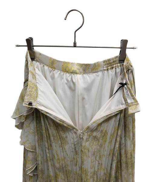 HER LIP TO（ハーリップトゥ）HER LIP TO (ハーリップトゥ) Pleated Chiffon Long Skirt ホワイト×イエロー サイズ:SIZE M 未使用品の古着・服飾アイテム