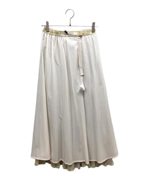 HER LIP TO（ハーリップトゥ）HER LIP TO (ハーリップトゥ) Pleated Chiffon Long Skirt ホワイト×イエロー サイズ:SIZE M 未使用品の古着・服飾アイテム