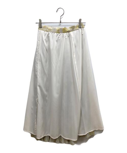 HER LIP TO（ハーリップトゥ）HER LIP TO (ハーリップトゥ) Pleated Chiffon Long Skirt ホワイト×イエロー サイズ:SIZE M 未使用品の古着・服飾アイテム
