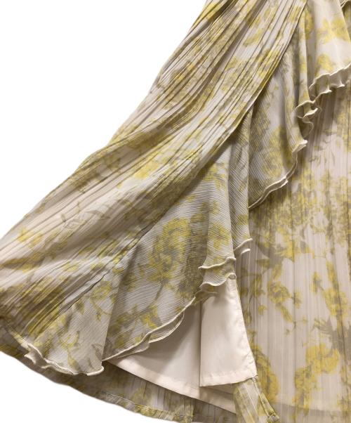 HER LIP TO（ハーリップトゥ）HER LIP TO (ハーリップトゥ) Pleated Chiffon Long Skirt ホワイト×イエロー サイズ:SIZE M 未使用品の古着・服飾アイテム