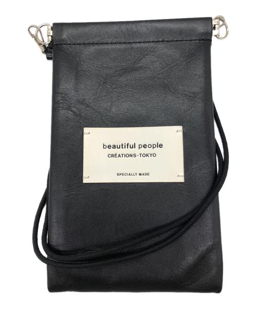 beautiful people（ビューティフルピープル）beautiful people (ビューティフルピープル) レザーミニショルダーポーチ ブラックの古着・服飾アイテム