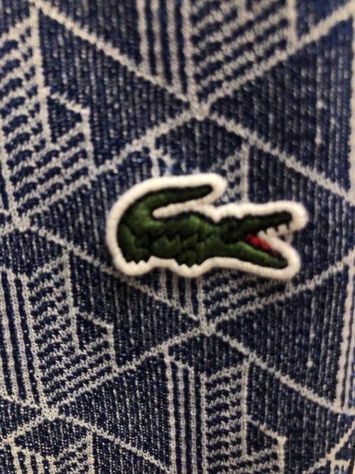 LACOSTE（ラコステ）LACOSTE (ラコステ) サイドテーピングモノグラムジャカードトラックパンツ ブルー×ホワイト サイズ:SIZE L(US)の古着・服飾アイテム