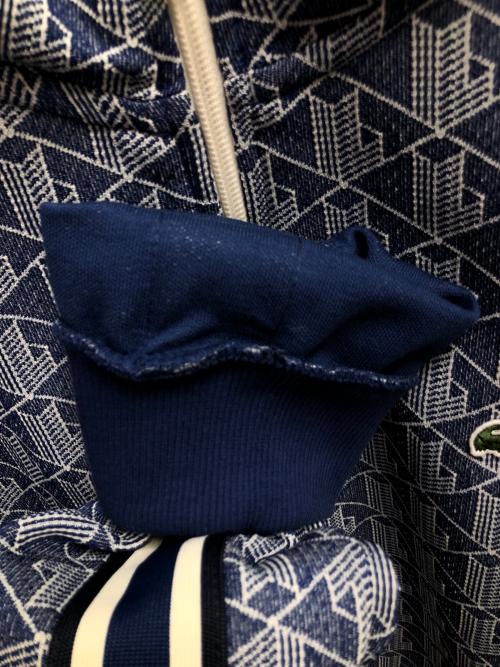 LACOSTE（ラコステ）LACOSTE (ラコステ) モノグラムジャカードトラックジャケット ブルー×ホワイト サイズ:SIZE L(US）の古着・服飾アイテム