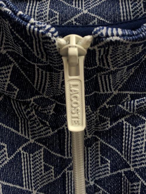 LACOSTE（ラコステ）LACOSTE (ラコステ) モノグラムジャカードトラックジャケット ブルー×ホワイト サイズ:SIZE L(US）の古着・服飾アイテム