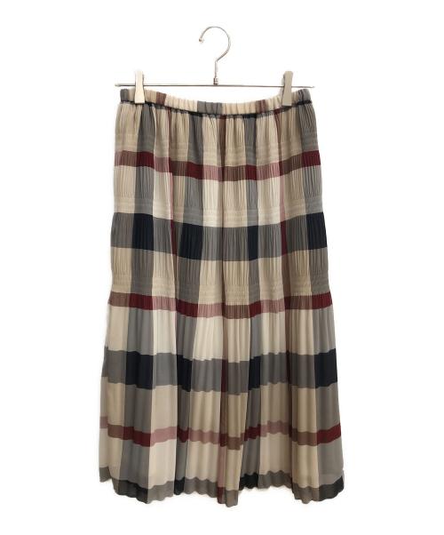 BLUE LABEL CRESTBRIDGE（ブルーレーベルクレストブリッジ）BLUE LABEL CRESTBRIDGE (ブルーレーベルクレストブリッジ) ロングスカート ベージュ×グレー サイズ:SIZE 38の古着・服飾アイテム