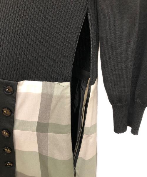 BLUE LABEL CRESTBRIDGE（ブルーレーベルクレストブリッジ）BLUE LABEL CRESTBRIDGE (ブルーレーベルクレストブリッジ) ニットワンピース ブラック×グレー サイズ:SIZE 36の古着・服飾アイテム