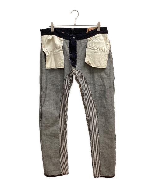 KOJIMA GENES（コジマジーンズ）KOJIMA GENES (コジマジーンズ) 切替デニムパンツ ブルー×ホワイト サイズ:SIZE 38の古着・服飾アイテム