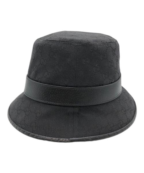 GUCCI（グッチ）GUCCI (グッチ) GGキャンバス　バケットハット ブラック サイズ:SIZE L(59cm)の古着・服飾アイテム