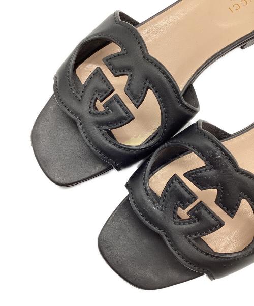 GUCCI（グッチ）GUCCI (グッチ) インターロッキングG カットアウト　スライドサンダル ブラック サイズ:SIZE 23.5cmの古着・服飾アイテム
