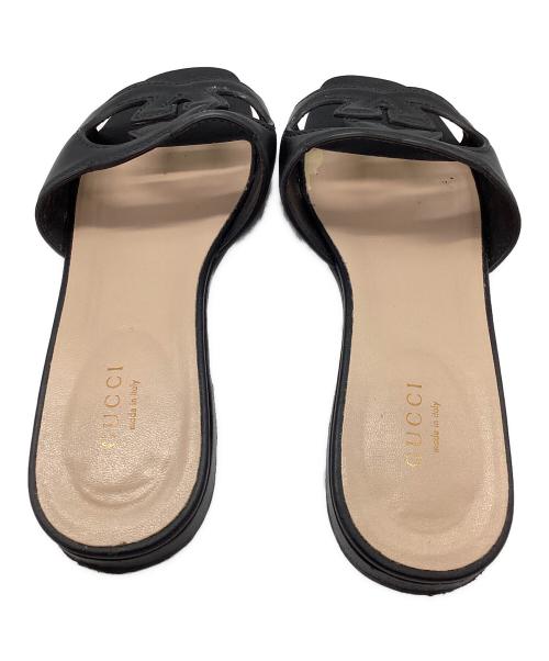 GUCCI（グッチ）GUCCI (グッチ) インターロッキングG カットアウト　スライドサンダル ブラック サイズ:SIZE 23.5cmの古着・服飾アイテム