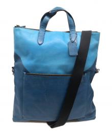 COACH（コーチ）の古着「MANHATTAN FOLDOVER 2WAYバッグ」｜ネイビー×スカイブルー