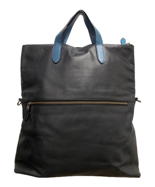 COACH（コーチ）COACH (コーチ) MANHATTAN FOLDOVER 2WAYバッグ ネイビー×スカイブルーの古着・服飾アイテム