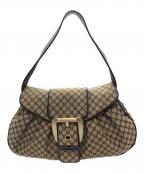 CELINEセリーヌ）の古着「マカダム　ハンドバッグ」｜ベージュ×ブラウン