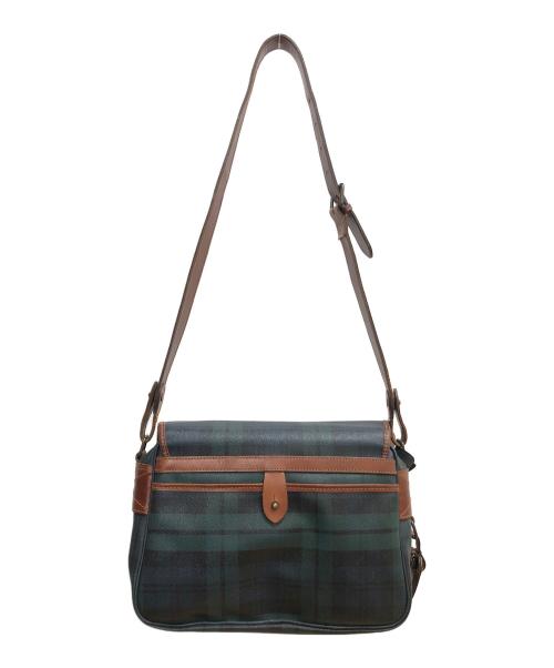 POLO RALPH LAUREN（ポロ・ラルフローレン）POLO RALPH LAUREN (ポロ・ラルフローレン) メッセンジャーバッグ グリーン×ブラウンの古着・服飾アイテム