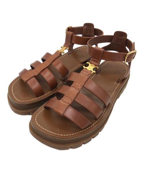 CELINE（セリーヌ）CELINE (セリーヌ) クレア トリオンフ グラディエーター サンダル ブラウン サイズ:SIZE 38の古着・服飾アイテム