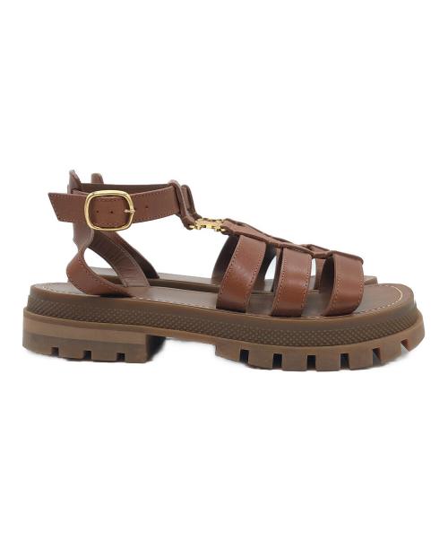 CELINE（セリーヌ）CELINE (セリーヌ) クレア トリオンフ グラディエーター サンダル ブラウン サイズ:SIZE 38の古着・服飾アイテム