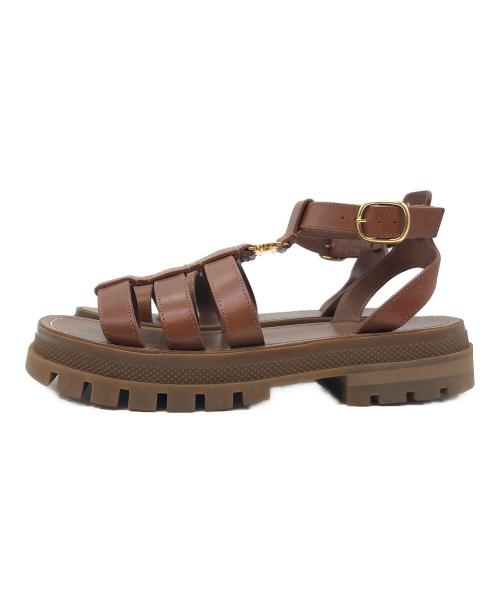 CELINE（セリーヌ）CELINE (セリーヌ) クレア トリオンフ グラディエーター サンダル ブラウン サイズ:SIZE 38の古着・服飾アイテム