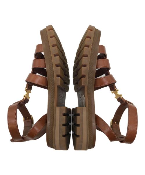 CELINE（セリーヌ）CELINE (セリーヌ) クレア トリオンフ グラディエーター サンダル ブラウン サイズ:SIZE 38の古着・服飾アイテム