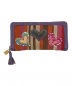 Think Bee!シンクビー!）の古着「ラウンドファスナー財布」｜パープル×マルチカラー