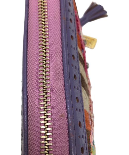 Think Bee!（シンクビー!）Think Bee! (シンクビー!) ラウンドファスナー財布 パープル×マルチカラーの古着・服飾アイテム